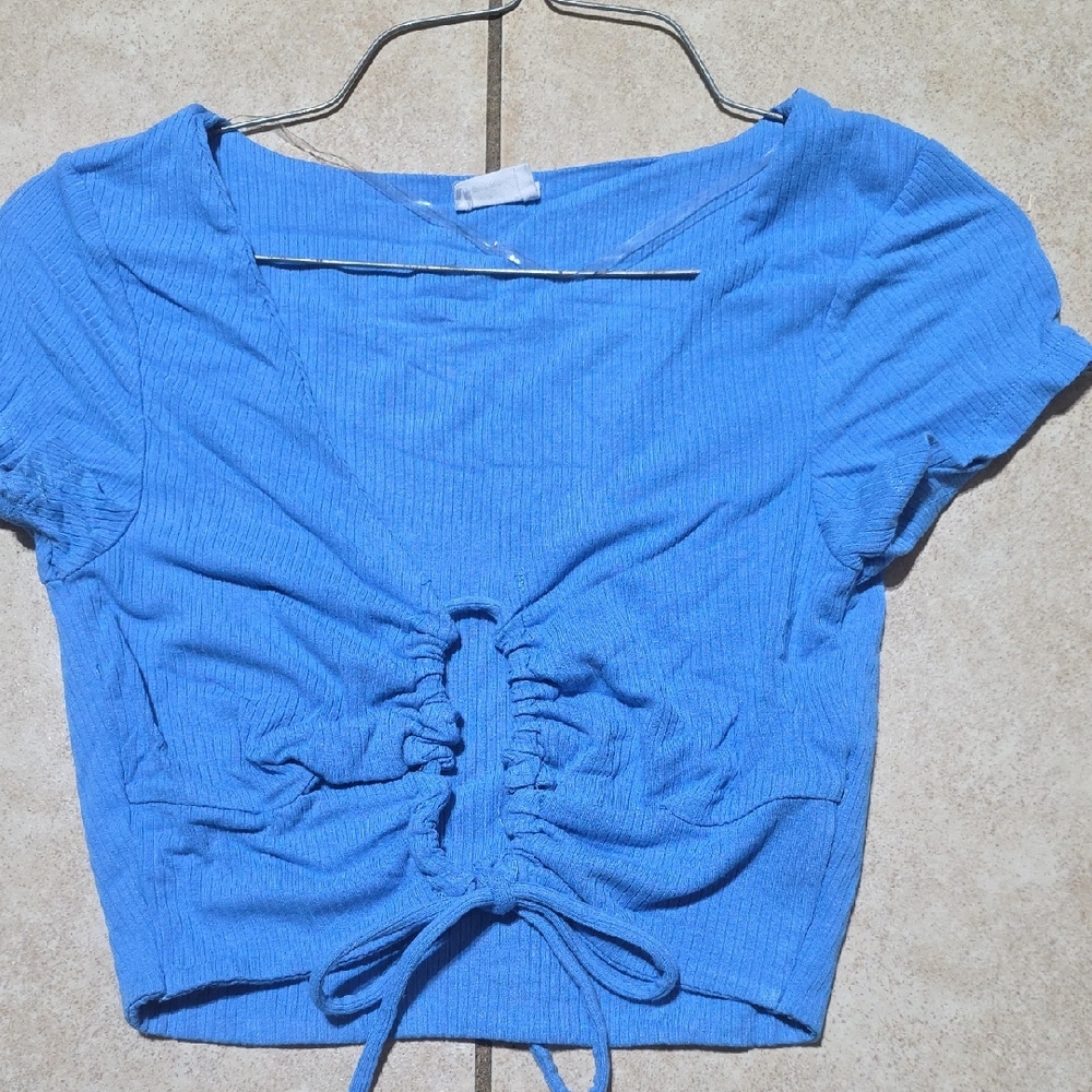 Blue Ruched Women's Top